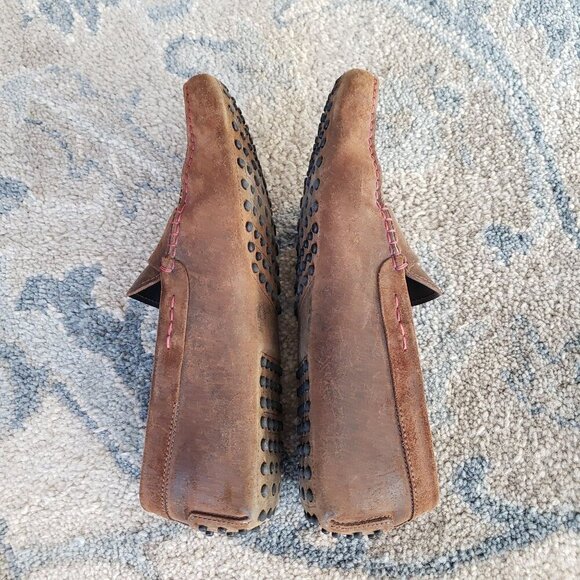 Tod's Men's Brown Leather Gommino Driving Penny Loafers Red Stitching UK10 US11 - Picture 5 of 11